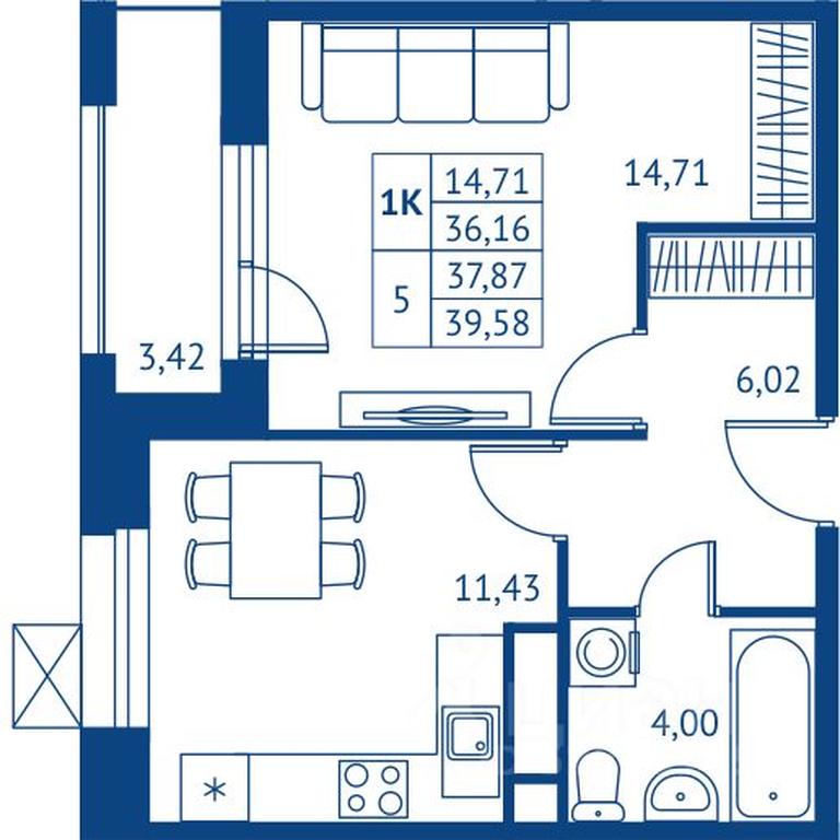Apartment Sale, 36.16 sq. m. at POKOLENIE PERVYKh, Novyye Podlipki Microdistrict, Korolyov, Moscow Region, Russia #1