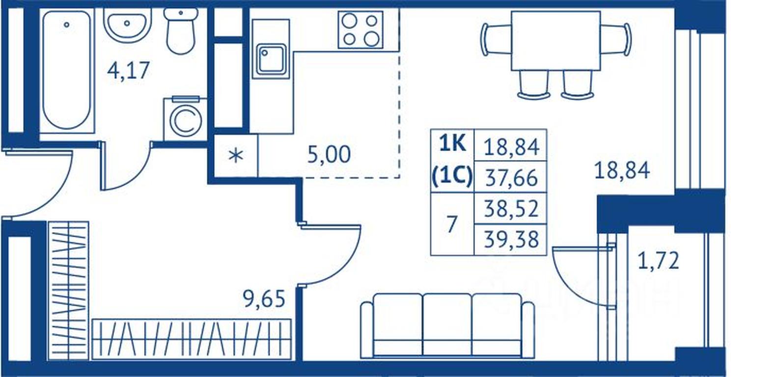 Apartment Sale, 37.66 sq. m. at POKOLENIE PERVYKh, Novyye Podlipki Microdistrict, Korolyov, Moscow Region, Russia #1