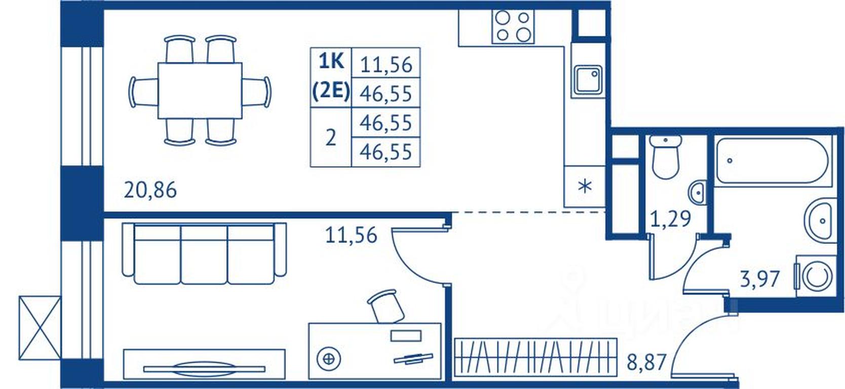 Apartment Sale, 46.55 sq. m. at POKOLENIE PERVYKh, Novyye Podlipki Microdistrict, Korolyov, Moscow Region, Russia #1 Apartment Sale, 46.55 sq. m. at POKOLENIE PERVYKh, Novyye Podlipki Microdistrict, Korolyov, Moscow Region, Russia #1