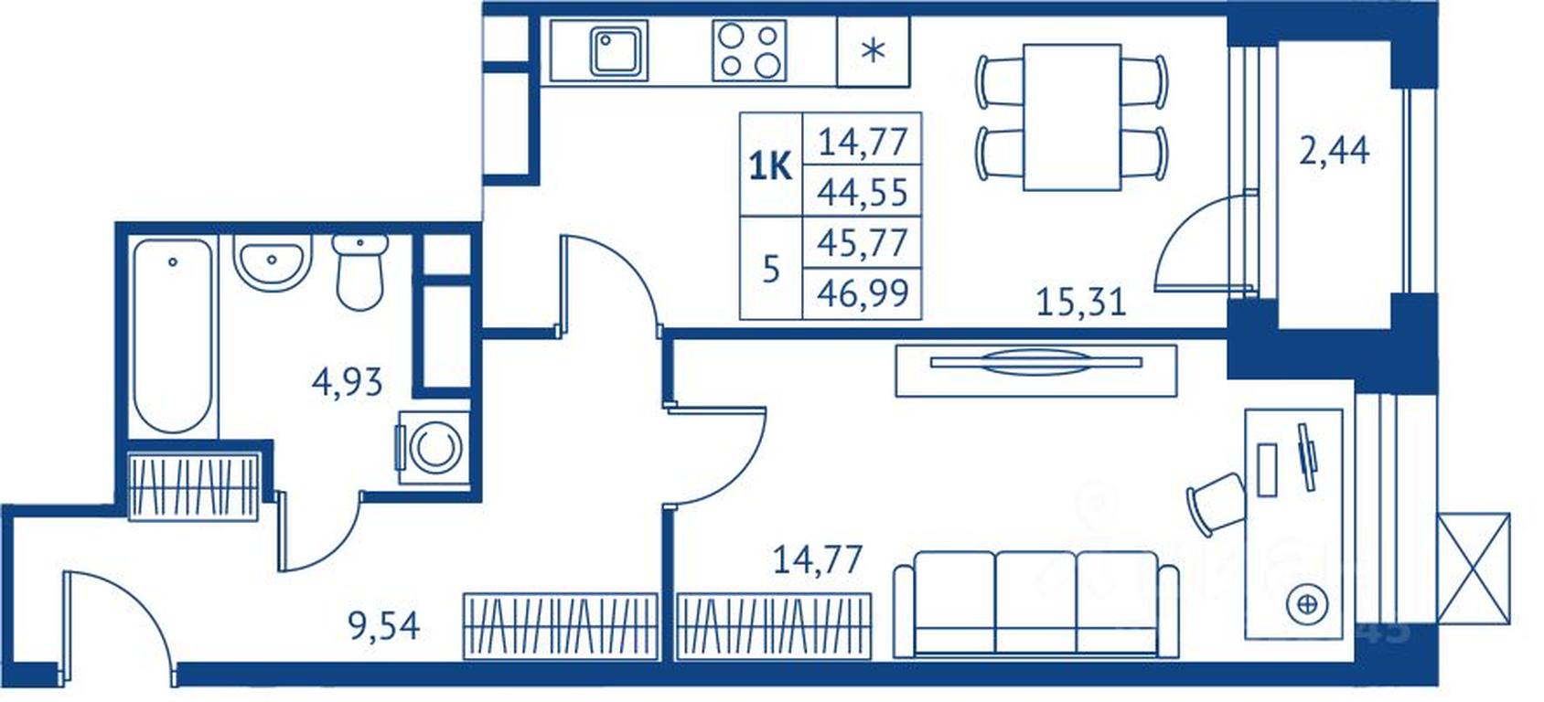 Apartment Sale, 44.55 sq. m. at POKOLENIE PERVYKh, Novyye Podlipki Microdistrict, Korolyov, Moscow Region, Russia #1 Apartment Sale, 44.55 sq. m. at POKOLENIE PERVYKh, Novyye Podlipki Microdistrict, Korolyov, Moscow Region, Russia #1