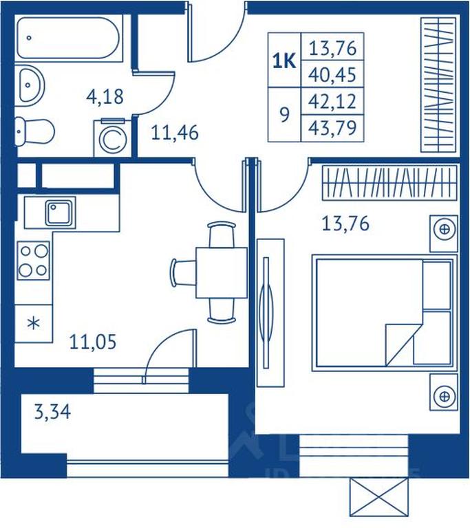 Apartment Sale, 40.45 sq. m. at POKOLENIE PERVYKh, Novyye Podlipki Microdistrict, Korolyov, Moscow Region, Russia #1