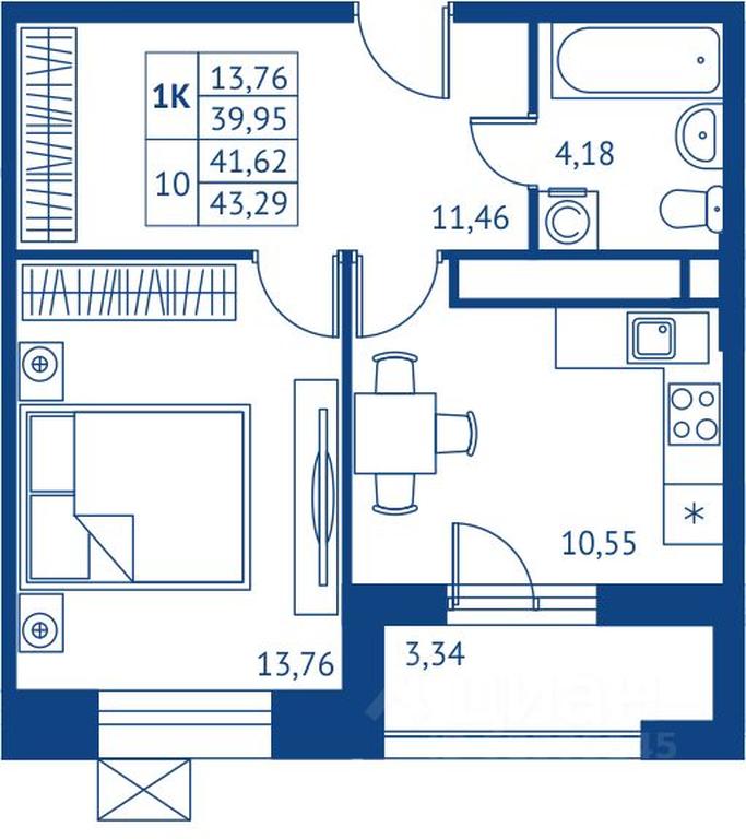 Apartment Sale, 39.95 sq. m. at POKOLENIE PERVYKh, Novyye Podlipki Microdistrict, Korolyov, Moscow Region, Russia #1