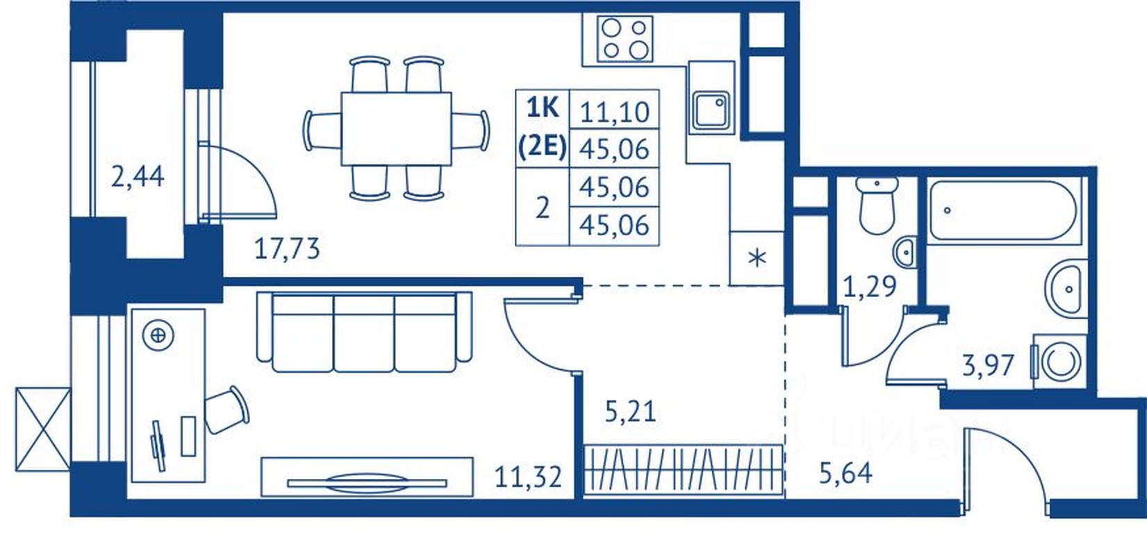 Apartment Sale, 45.16 sq. m. at POKOLENIE PERVYKh, Novyye Podlipki Microdistrict, Korolyov, Moscow Region, Russia #1 Apartment Sale, 45.16 sq. m. at POKOLENIE PERVYKh, Novyye Podlipki Microdistrict, Korolyov, Moscow Region, Russia #1