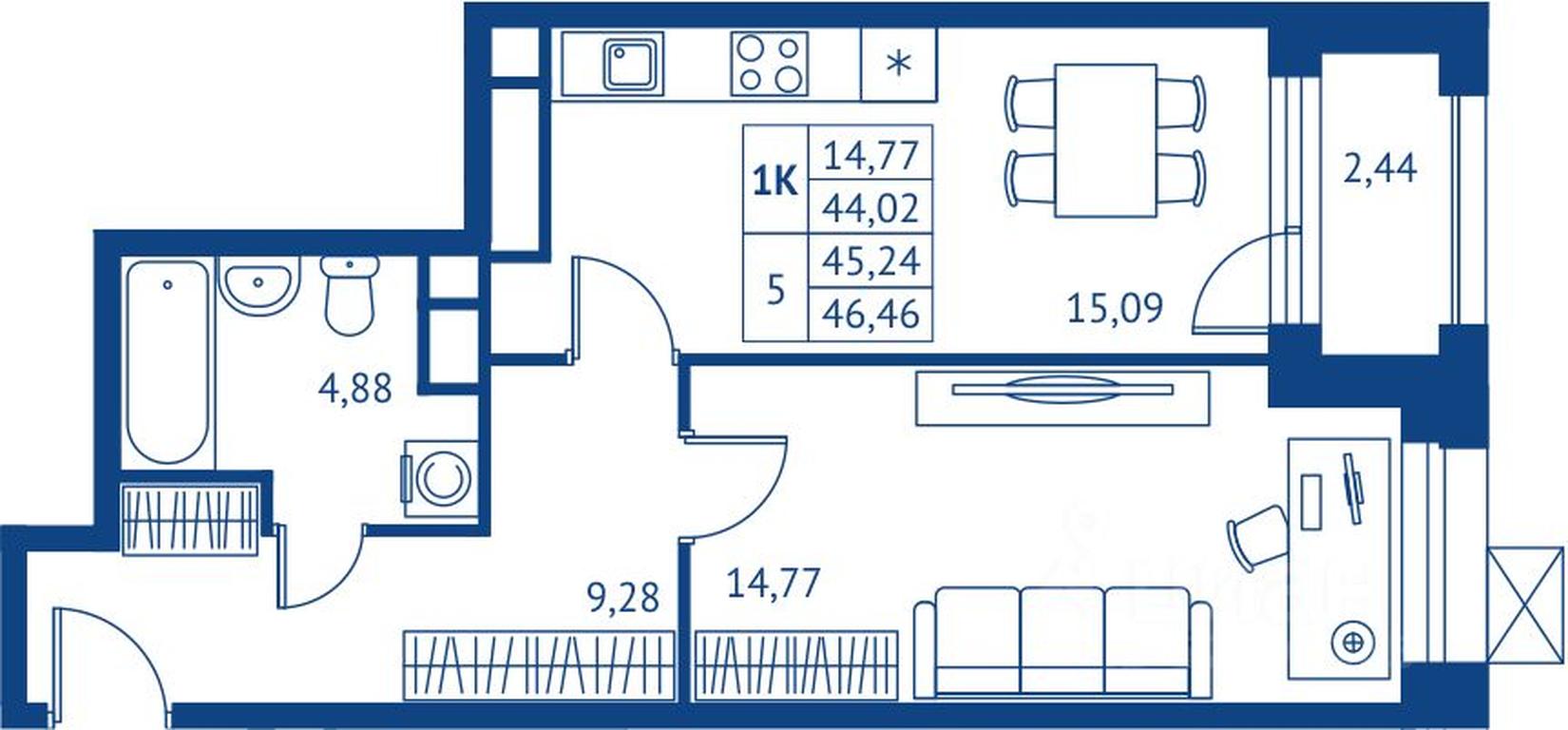 Apartment Sale, 44.02平方米 at POKOLENIE PERVYKh, Novyye Podlipki Microdistrict, Korolyov, Moscow Region, Russia #1 Apartment Sale, 44.02平方米 at POKOLENIE PERVYKh, Novyye Podlipki Microdistrict, Korolyov, Moscow Region, Russia #1