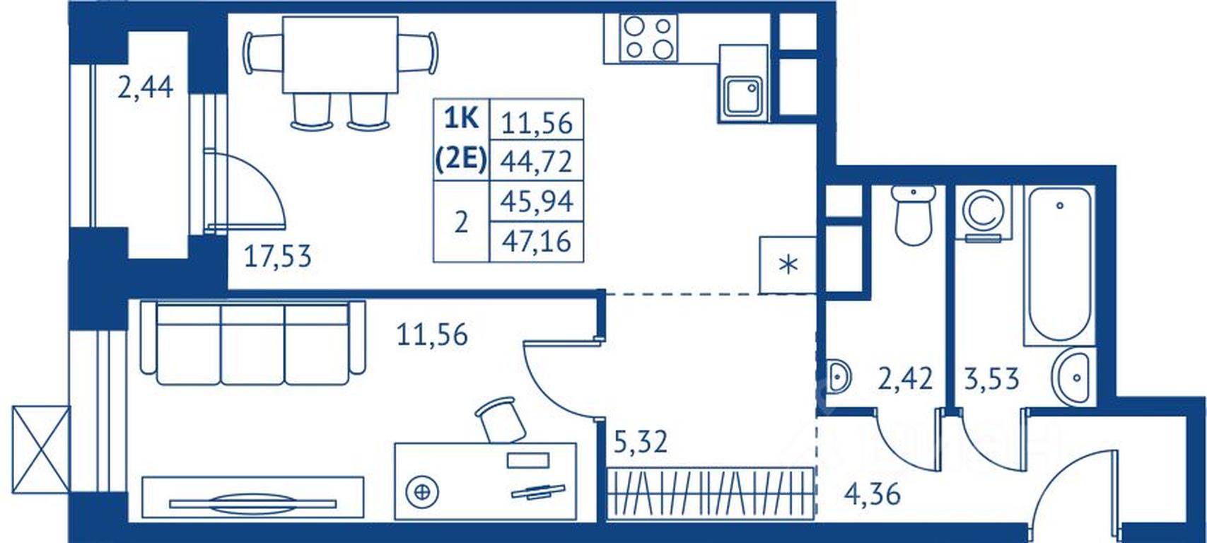Apartment Sale, 44.72 sq. m. at POKOLENIE PERVYKh, Novyye Podlipki Microdistrict, Korolyov, Moscow Region, Russia #1 Apartment Sale, 44.72 sq. m. at POKOLENIE PERVYKh, Novyye Podlipki Microdistrict, Korolyov, Moscow Region, Russia #1