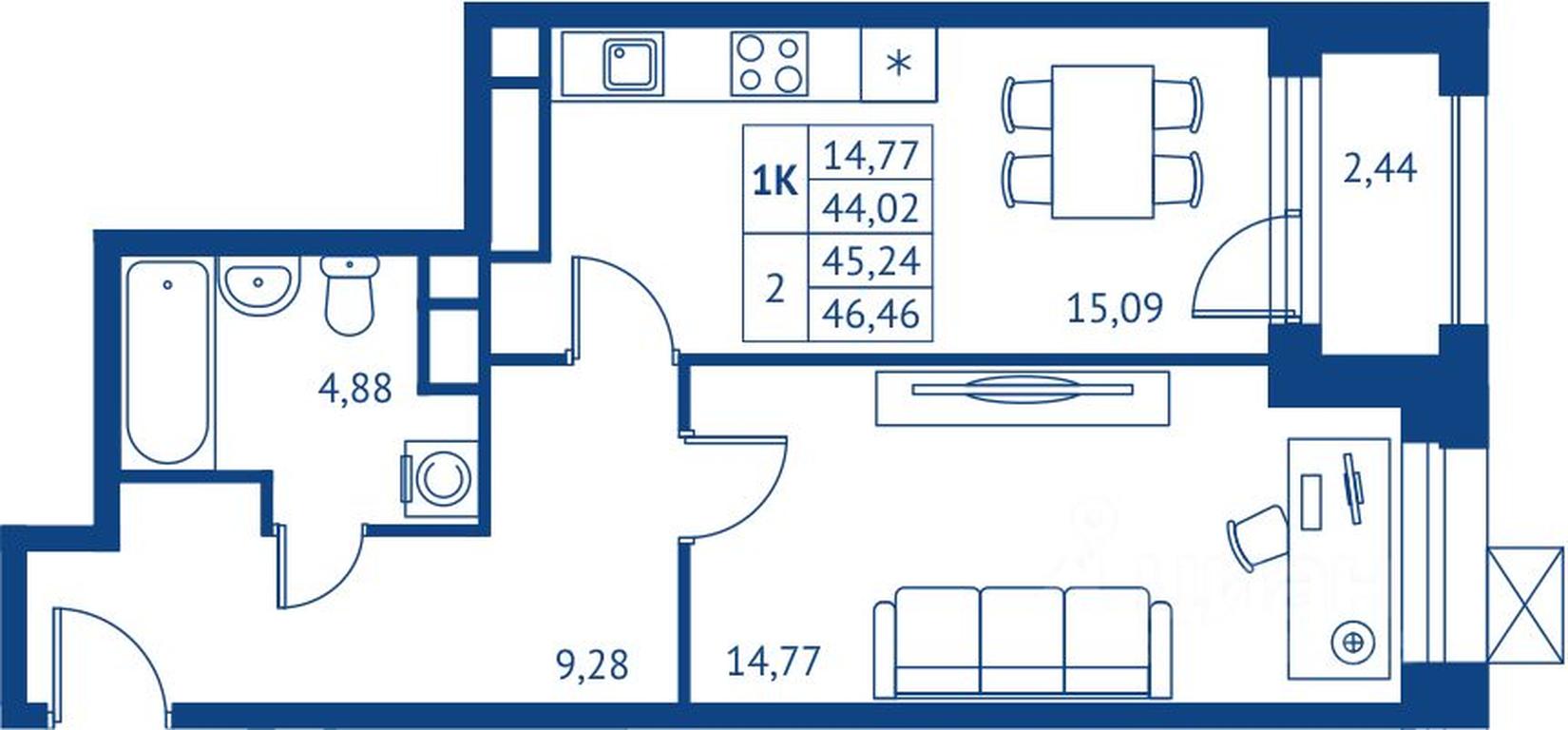 Apartment Sale, 44.02平方米 at POKOLENIE PERVYKh, Novyye Podlipki Microdistrict, Korolyov, Moscow Region, Russia #1 Apartment Sale, 44.02平方米 at POKOLENIE PERVYKh, Novyye Podlipki Microdistrict, Korolyov, Moscow Region, Russia #1