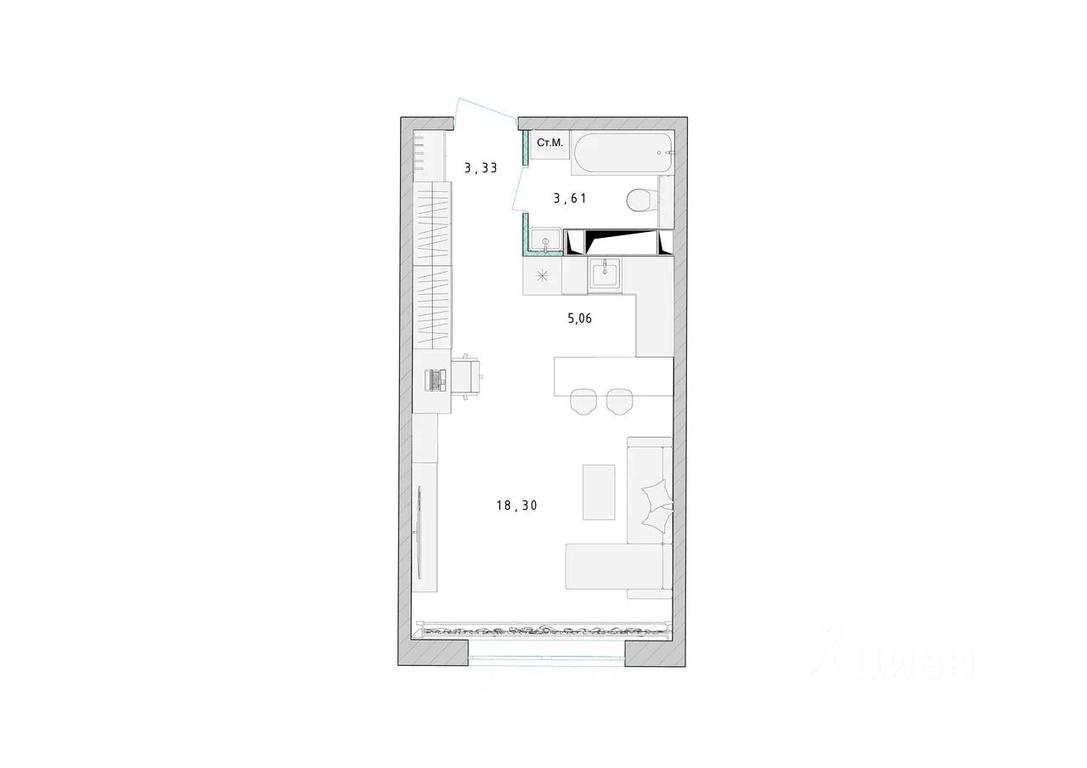 Apartment Sale, 30.3 sq. m. at Serebro, Yaroslavskoye shosse, Pushkino, Moscow Region, Russia #1