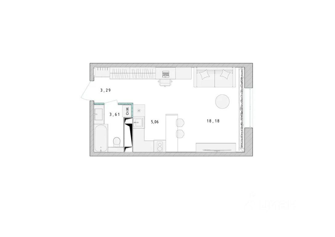 Apartment Sale, 30.1平方米 at Serebro, Yaroslavskoye shosse, Pushkino, Moscow Region, Russia #1