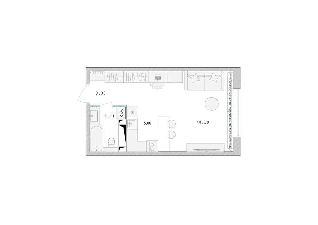 Apartment Sale, 30.3平方米 at Serebro, Yaroslavskoye shosse, Pushkino, Moscow Region, Russia #1