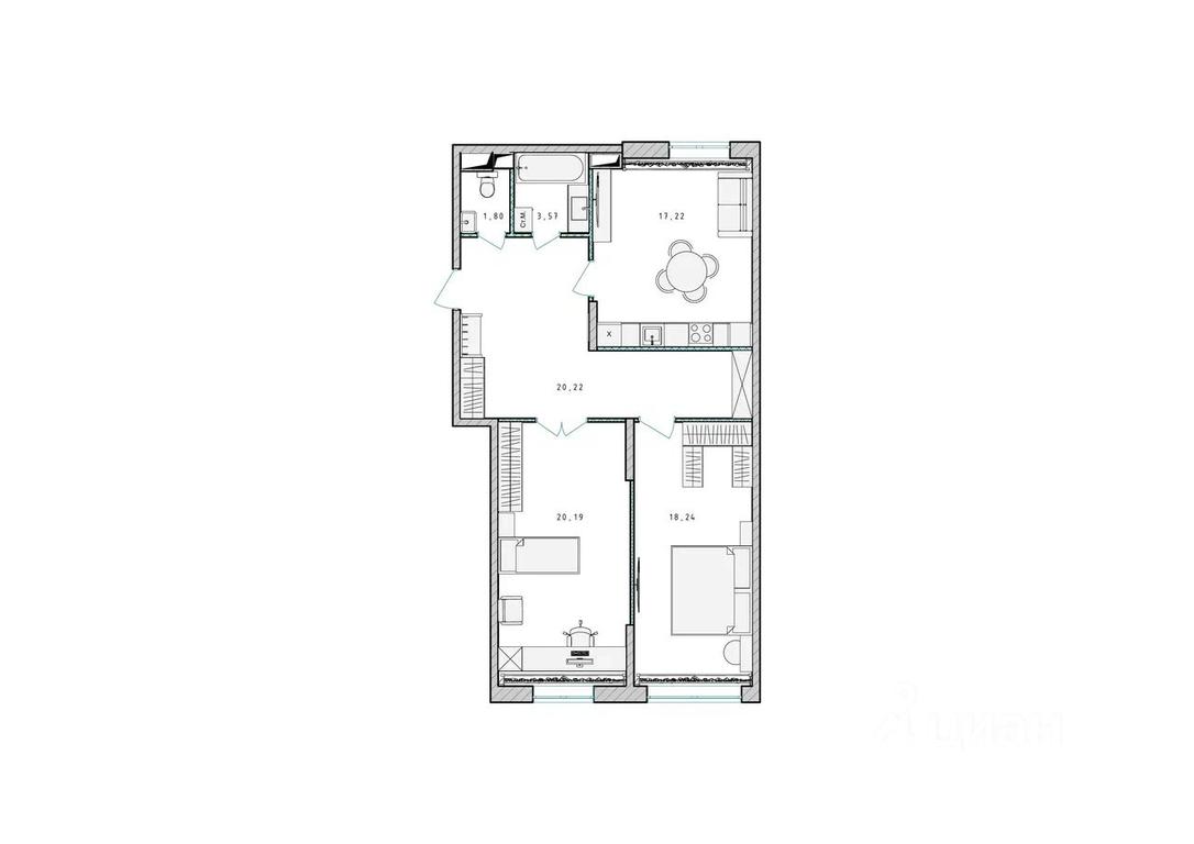1-BD Apartment Sale, 81.1平方米 at Serebro, Yaroslavskoye shosse, Pushkino, Moscow Region, Russia #1
