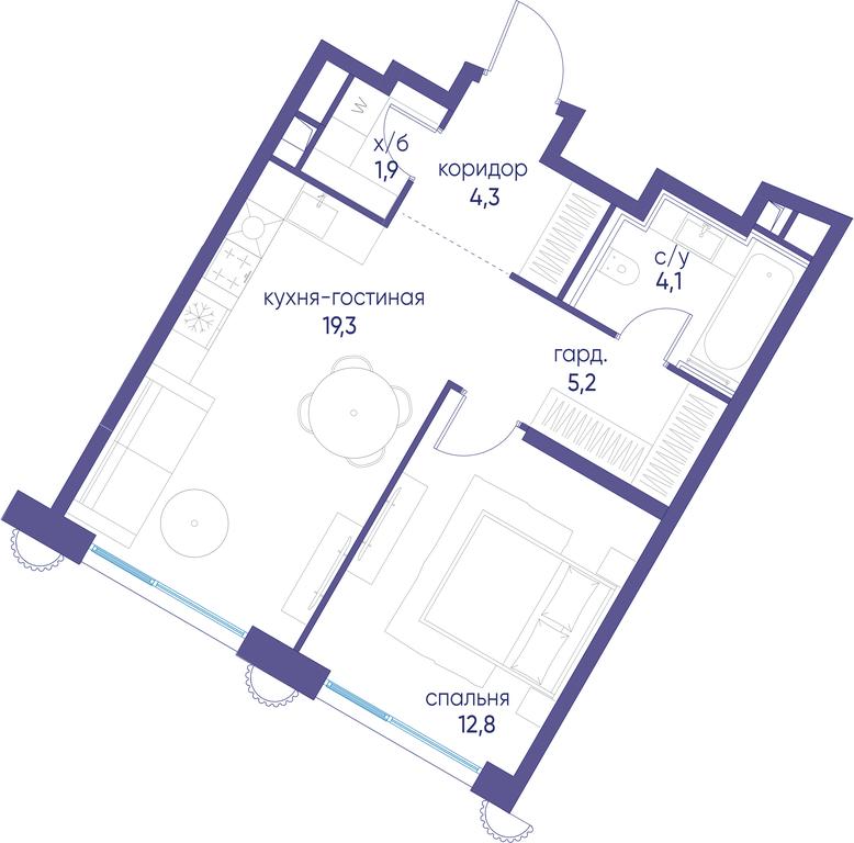 1-BD Apartment Sale, 47.4平方米 at Ostrov, Nizhnye Mnyovniki Street, 37Ас4, Moscow, Russia #1 1-BD Apartment Sale, 47.4平方米 at Ostrov, Nizhnye Mnyovniki Street, 37Ас4, Moscow, Russia #1