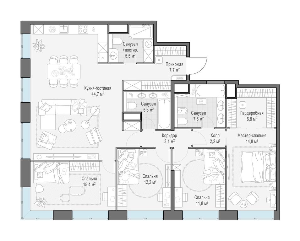 3-BD Apartment Sale, 136.5 sq. m. at West Garden, Minskaya Street, 1Вс1, Moscow, Russia #1 3-BD Apartment Sale, 136.5 sq. m. at West Garden, Minskaya Street, 1Вс1, Moscow, Russia #1