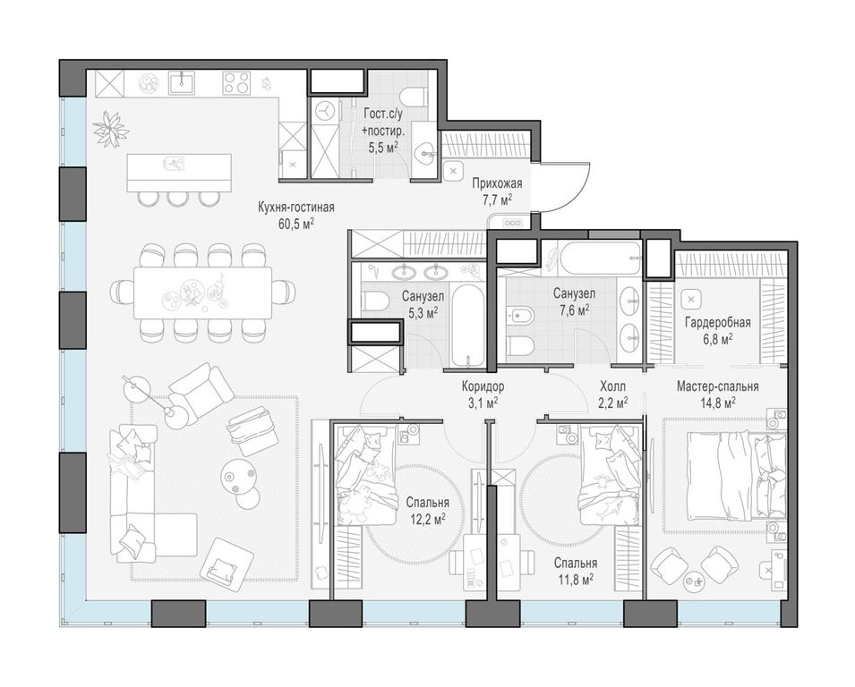 3-BD Apartment Sale, 136.5 sq. m. at West Garden, Minskaya Street, 1Вс1, Moscow, Russia #2 3-BD Apartment Sale, 136.5 sq. m. at West Garden, Minskaya Street, 1Вс1, Moscow, Russia #2