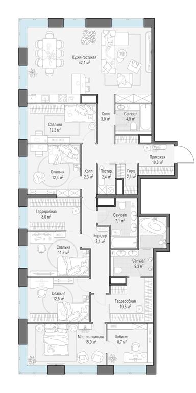 4-BD Apartment Sale, 183.8 sq. m. at West Garden, Minskaya Street, 1Вс1, Moscow, Russia #1 4-BD Apartment Sale, 183.8 sq. m. at West Garden, Minskaya Street, 1Вс1, Moscow, Russia #1