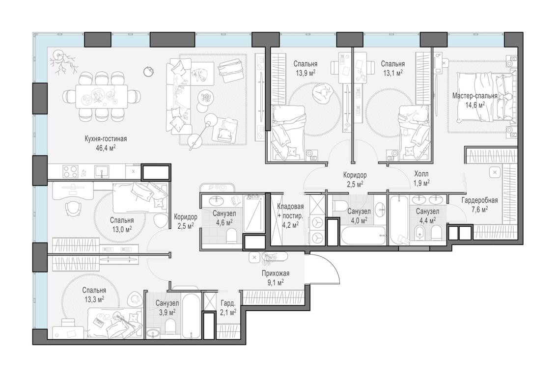 4-BD Apartment Sale, 160.5平方米 at West Garden, Minskaya Street, 1Вс1, Moscow, Russia #1 4-BD Apartment Sale, 160.5平方米 at West Garden, Minskaya Street, 1Вс1, Moscow, Russia #1