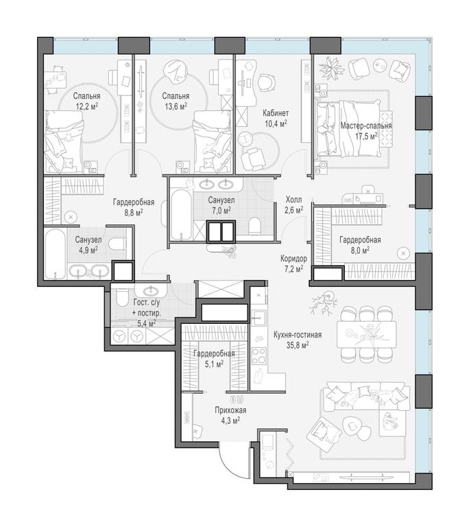 3-BD Apartment Sale, 142.9平方米 at West Garden, Minskaya Street, 1Вс1, Moscow, Russia #1 3-BD Apartment Sale, 142.9平方米 at West Garden, Minskaya Street, 1Вс1, Moscow, Russia #1