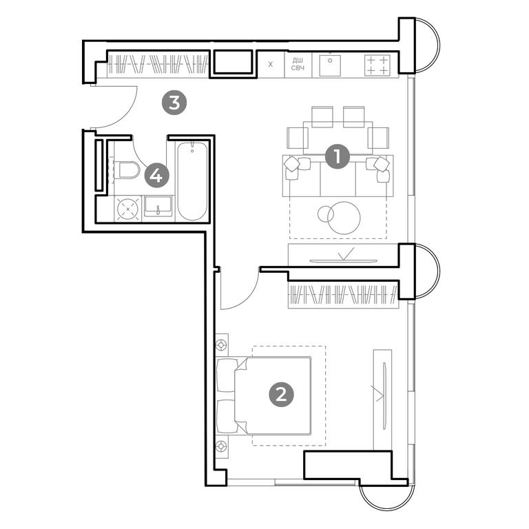 1-BD Apartment Sale, 46.2平方米 at Nametkin Tower, Namyotkina Street, 10А, Moscow, Russia #1 1-BD Apartment Sale, 46.2平方米 at Nametkin Tower, Namyotkina Street, 10А, Moscow, Russia #1