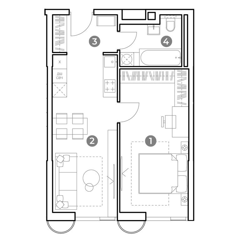 1-BD Apartment Sale, 46.8 sq. m. at Nametkin Tower, Namyotkina Street, 10А, Moscow, Russia #1 1-BD Apartment Sale, 46.8 sq. m. at Nametkin Tower, Namyotkina Street, 10А, Moscow, Russia #1