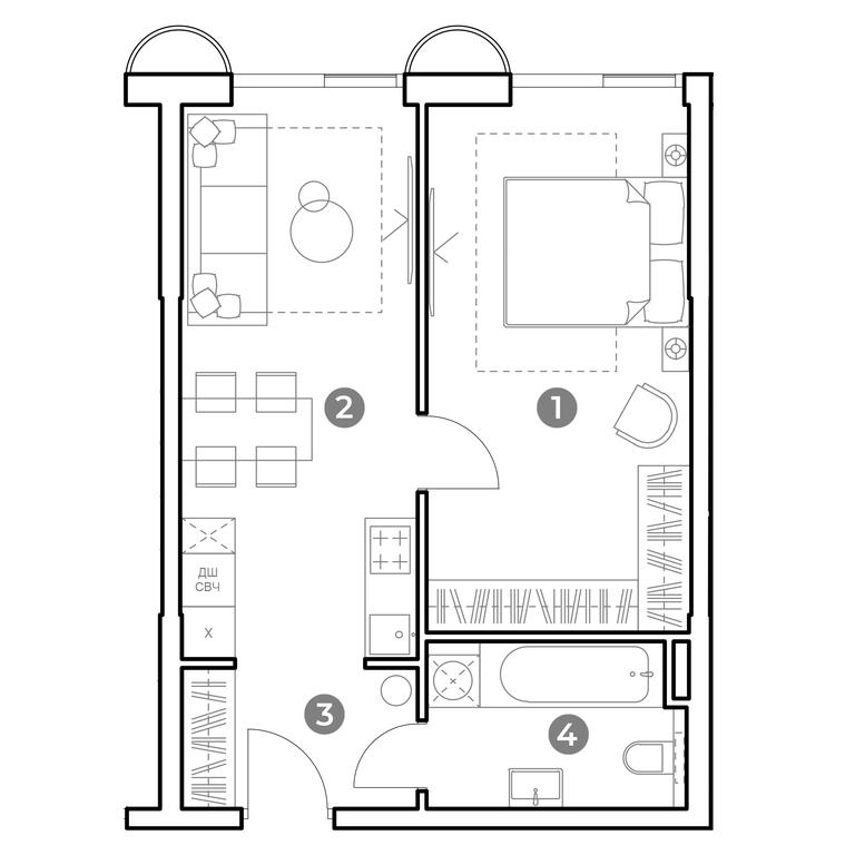 1-BD Apartment Sale, 44.4平方米 at Nametkin Tower, Namyotkina Street, 10А, Moscow, Russia #1 1-BD Apartment Sale, 44.4平方米 at Nametkin Tower, Namyotkina Street, 10А, Moscow, Russia #1