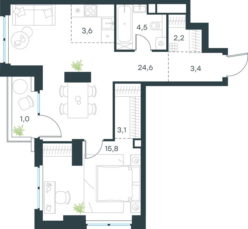 1-BD Apartment Sale, 58.2平方米 at Level Zvenigorodskaya, 3rd Silikatny Drive, 6к1, Moscow, Russia #1 1-BD Apartment Sale, 58.2平方米 at Level Zvenigorodskaya, 3rd Silikatny Drive, 6к1, Moscow, Russia #1