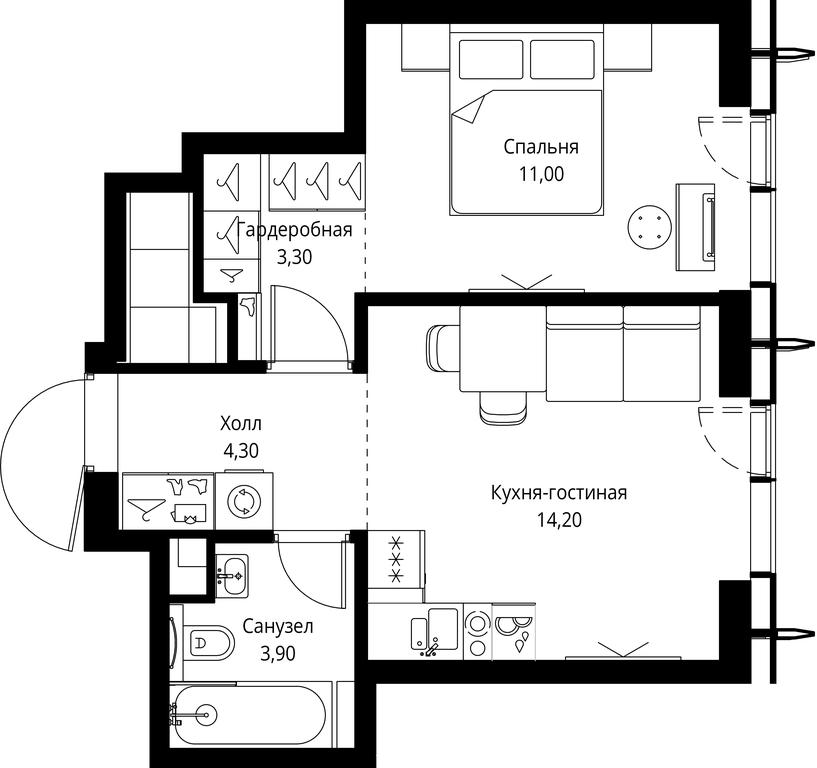 1-BD Apartment Sale, 36.7 sq. m. at City Bay, Volokolamskoye Highway, 95с3, Moscow, Russia #1