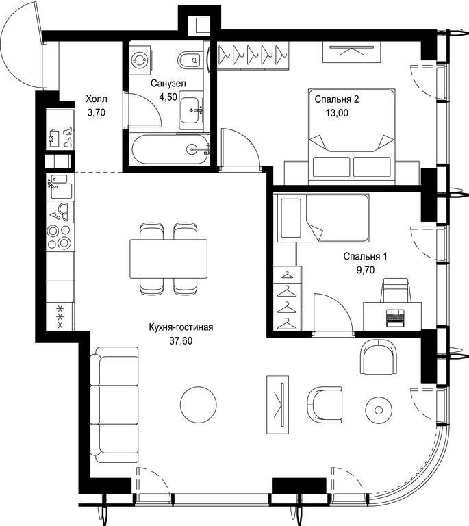 2-BD Apartment Sale, 68.5 sq. m. at City Bay, Volokolamskoye Highway, 95с3, Moscow, Russia #1 2-BD Apartment Sale, 68.5 sq. m. at City Bay, Volokolamskoye Highway, 95с3, Moscow, Russia #1
