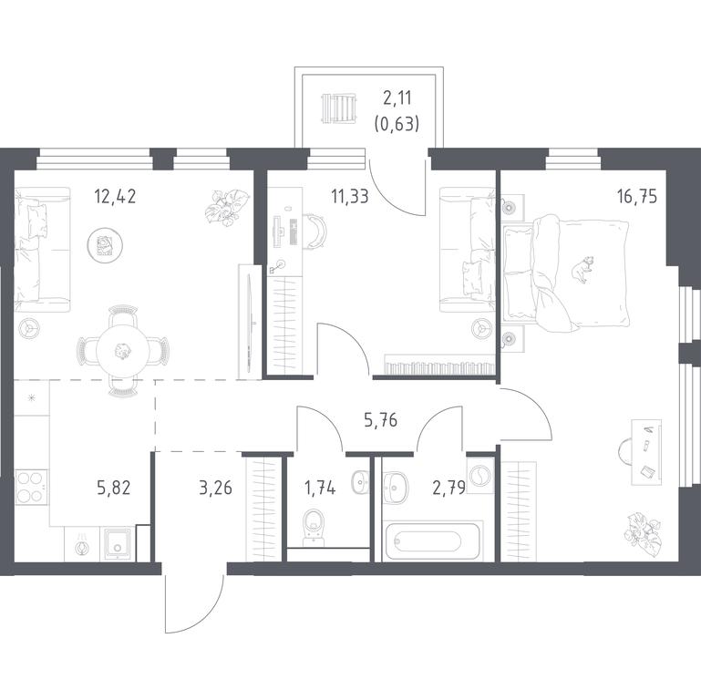 1-BD Apartment Sale, 60.5 sq. m. at Prigorod Lesnoe, Molodyozhny bulvar, 6, derevnya Misaylovo, Leninskiy City District, Moscow Region, Russia #1 1-BD Apartment Sale, 60.5 sq. m. at Prigorod Lesnoe, Molodyozhny bulvar, 6, derevnya Misaylovo, Leninskiy City District, Moscow Region, Russia #1