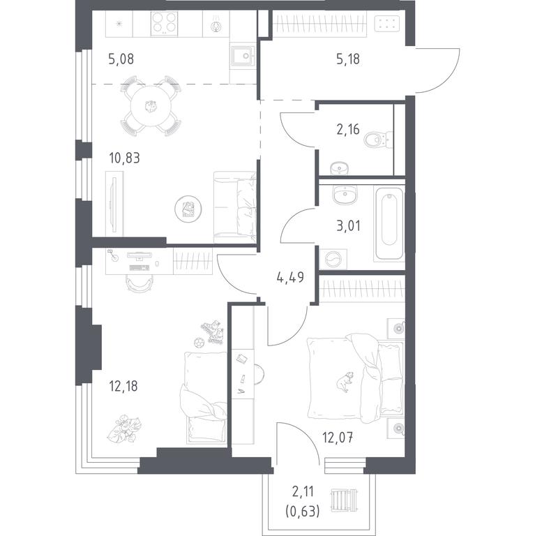 1-BD Apartment Sale, 55.63 sq. m. at Prigorod Lesnoe, Molodyozhny bulvar, 6, derevnya Misaylovo, Leninskiy City District, Moscow Region, Russia #1 1-BD Apartment Sale, 55.63 sq. m. at Prigorod Lesnoe, Molodyozhny bulvar, 6, derevnya Misaylovo, Leninskiy City District, Moscow Region, Russia #1