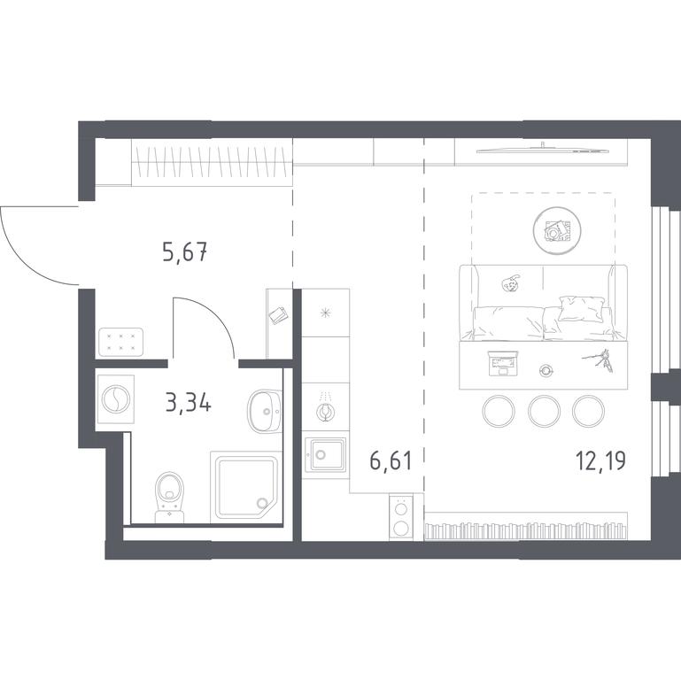 Apartment Sale, 27.81 sq. m. at Prigorod Lesnoe, Molodyozhny bulvar, 6, derevnya Misaylovo, Leninskiy City District, Moscow Region, Russia #1