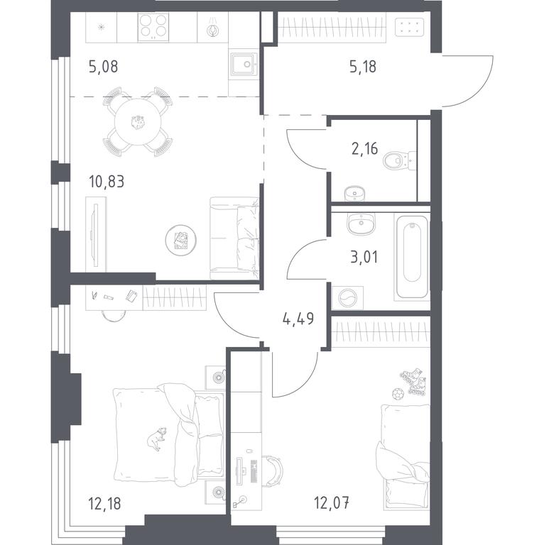 1-BD Apartment Sale, 55 sq. m. at Prigorod Lesnoe, Molodyozhny bulvar, 6, derevnya Misaylovo, Leninskiy City District, Moscow Region, Russia #1 1-BD Apartment Sale, 55 sq. m. at Prigorod Lesnoe, Molodyozhny bulvar, 6, derevnya Misaylovo, Leninskiy City District, Moscow Region, Russia #1