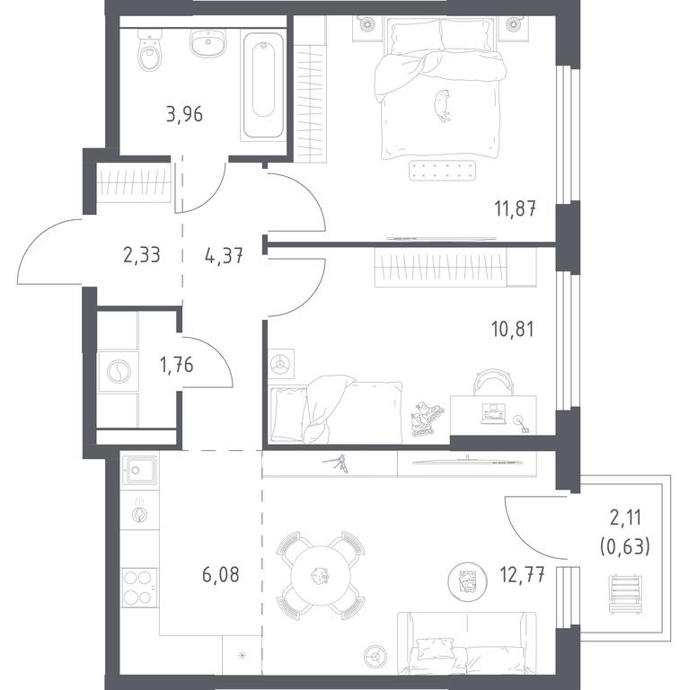 1-BD Apartment Sale, 54.58 sq. m. at Prigorod Lesnoe, Molodyozhny bulvar, 6, derevnya Misaylovo, Leninskiy City District, Moscow Region, Russia #1 1-BD Apartment Sale, 54.58 sq. m. at Prigorod Lesnoe, Molodyozhny bulvar, 6, derevnya Misaylovo, Leninskiy City District, Moscow Region, Russia #1