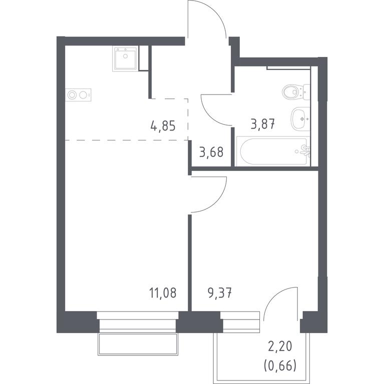 Apartment Sale, 33.51平方米 at Novoe Vnukovo, kvartal № 38, Kokoshkino Settlement, Moscow, Russia #1