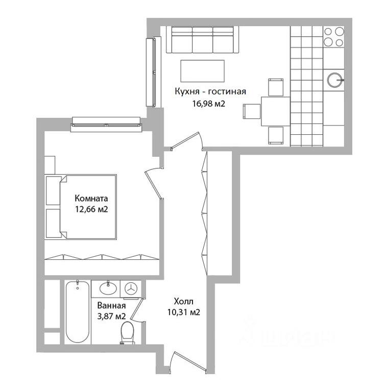 1-BD Apartment Sale, 43.8平方米 at po ul. Sukromka, Sukromka Street, Mytischi, Moscow Region, Russia #1