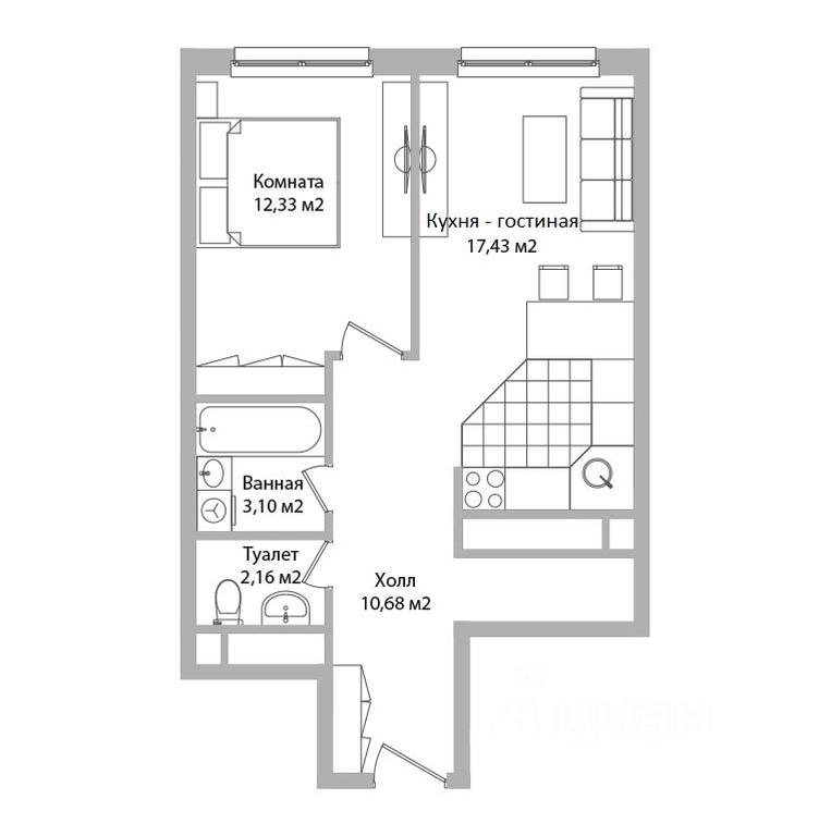 1-BD Apartment Sale, 45.7平方米 at po ul. Sukromka, Sukromka Street, Mytischi, Moscow Region, Russia #1 1-BD Apartment Sale, 45.7平方米 at po ul. Sukromka, Sukromka Street, Mytischi, Moscow Region, Russia #1