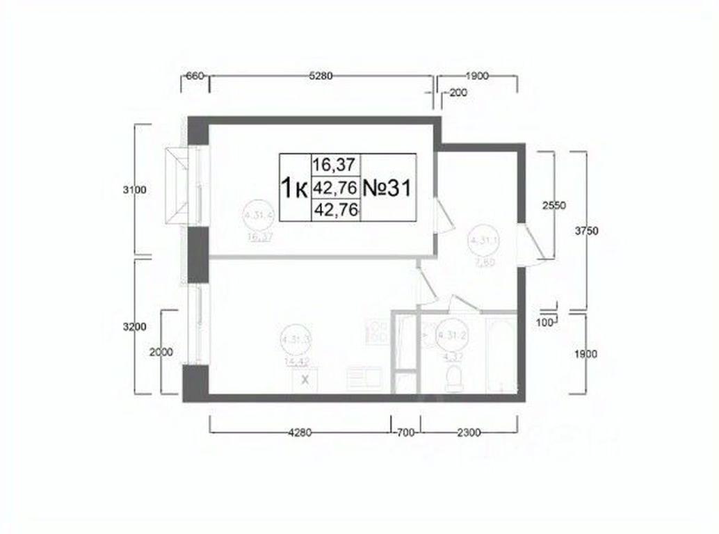 Apartment Sale, 42.76 sq. m. at Aviator-2, ulitsa Kurzenkova, 12, Naro-Fominsk, Moscow Region, Russia #1