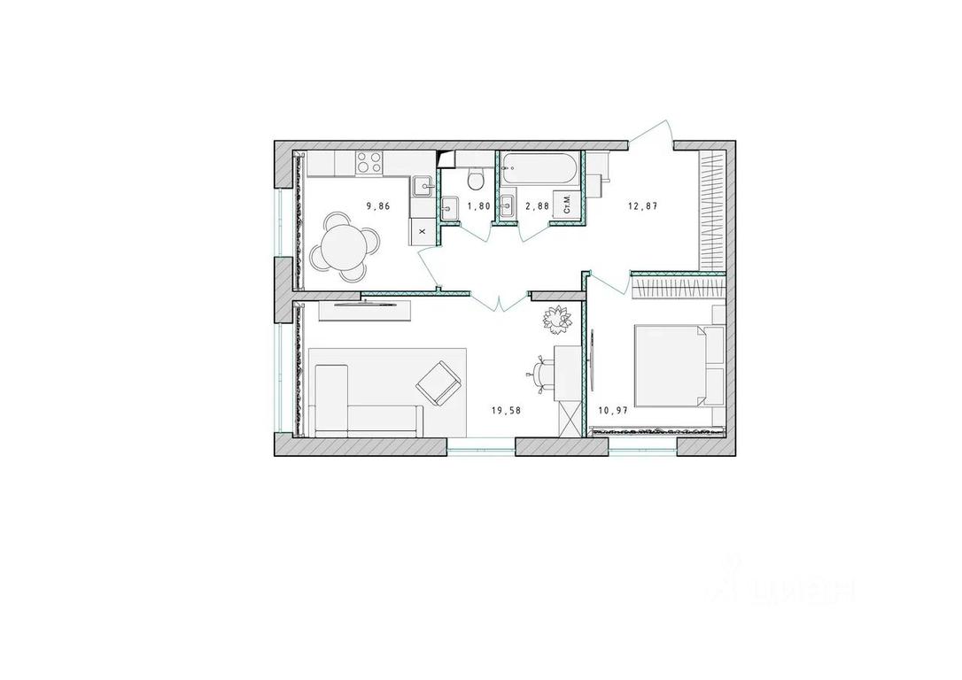 1-BD Apartment Sale, 58.1 sq. m. at Serebro, Yaroslavskoye shosse, Pushkino, Moscow Region, Russia #1 1-BD Apartment Sale, 58.1 sq. m. at Serebro, Yaroslavskoye shosse, Pushkino, Moscow Region, Russia #1