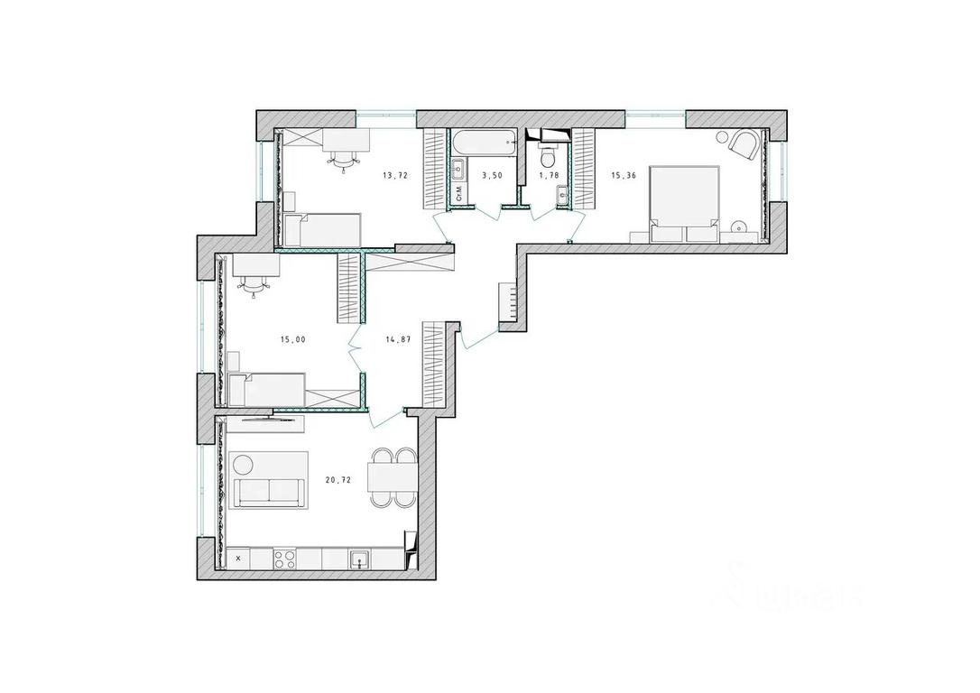 2-BD Apartment Sale, 84.8平方米 at Serebro, Yaroslavskoye shosse, Pushkino, Moscow Region, Russia #1 2-BD Apartment Sale, 84.8平方米 at Serebro, Yaroslavskoye shosse, Pushkino, Moscow Region, Russia #1