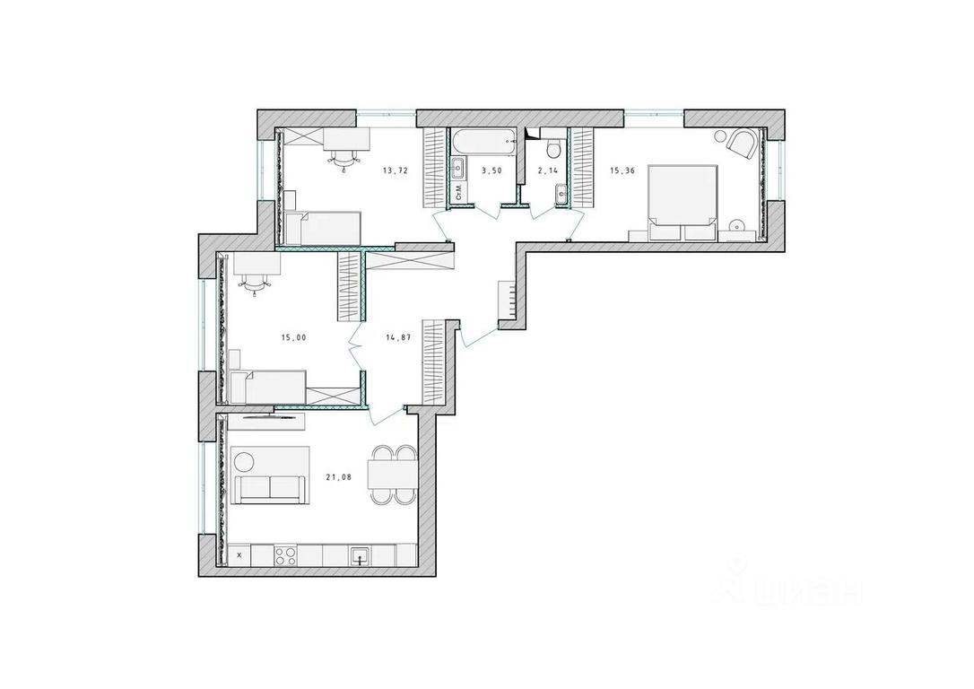 2-BD Apartment Sale, 85.8平方米 at Serebro, Yaroslavskoye shosse, Pushkino, Moscow Region, Russia #1 2-BD Apartment Sale, 85.8平方米 at Serebro, Yaroslavskoye shosse, Pushkino, Moscow Region, Russia #1