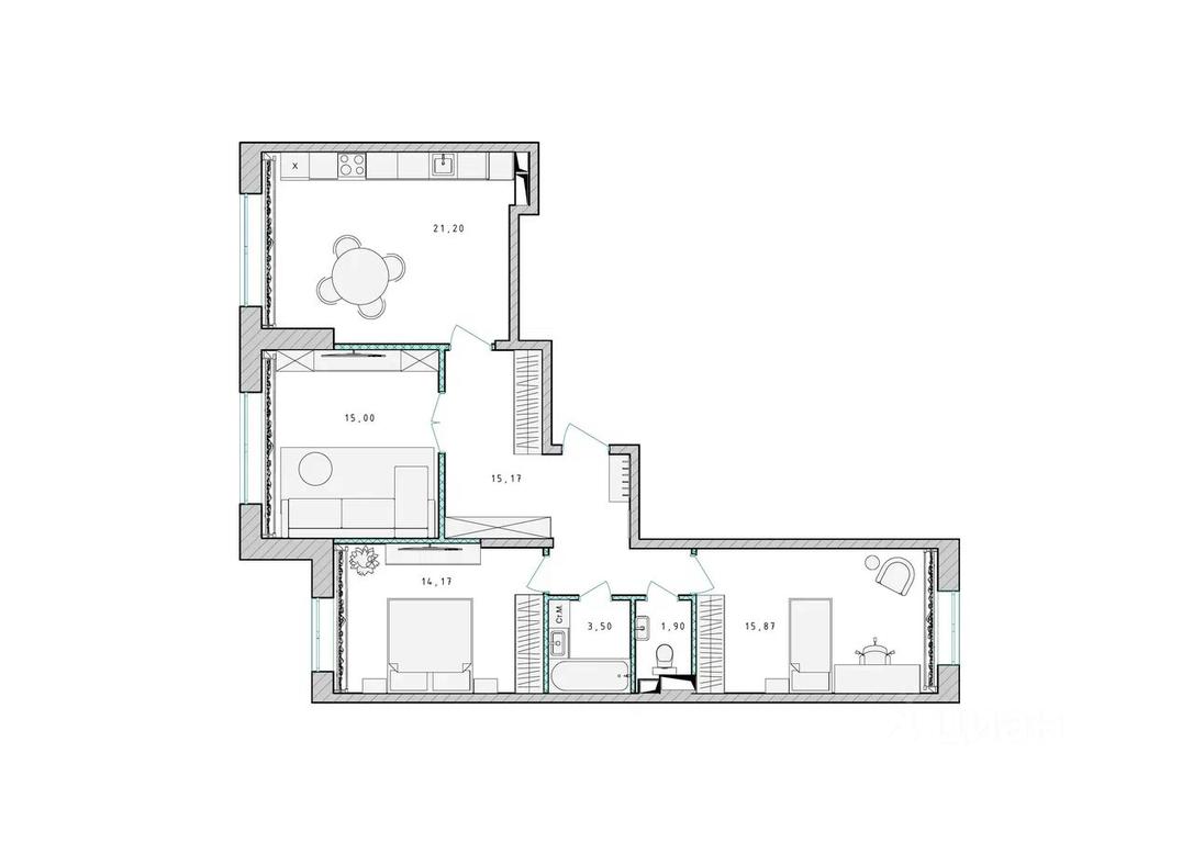 2-BD Apartment Sale, 87.1平方米 at Serebro, Yaroslavskoye shosse, Pushkino, Moscow Region, Russia #1 2-BD Apartment Sale, 87.1平方米 at Serebro, Yaroslavskoye shosse, Pushkino, Moscow Region, Russia #1