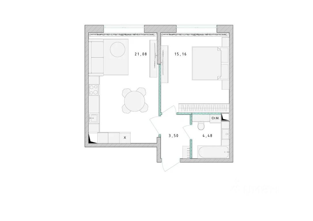 Apartment Sale, 43.6平方米 at Serebro, Yaroslavskoye shosse, Pushkino, Moscow Region, Russia #1
