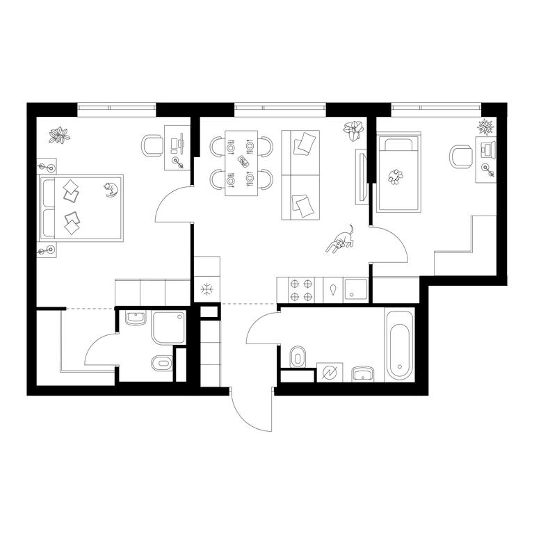 2-BD Apartment Sale, 57.1 sq. m. at Buninskaja naberezhnaja, ZhK Buninskaya Naberezhnaya, Moscow, Russia #1 2-BD Apartment Sale, 57.1 sq. m. at Buninskaja naberezhnaja, ZhK Buninskaya Naberezhnaya, Moscow, Russia #1