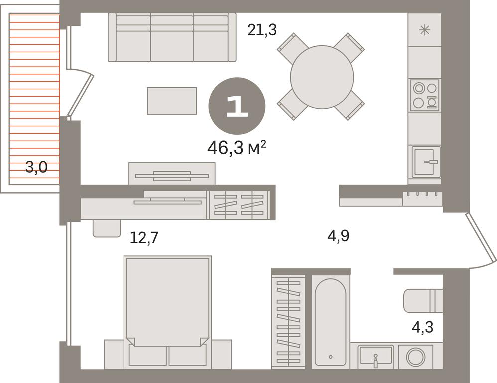 1-BD Apartment Sale, 46.3平方米 at Pervy kvartal, Kalinovaya ulitsa, derevnya Sapronovo, Leninskiy City District, Moscow Region, Russia #1 1-BD Apartment Sale, 46.3平方米 at Pervy kvartal, Kalinovaya ulitsa, derevnya Sapronovo, Leninskiy City District, Moscow Region, Russia #1