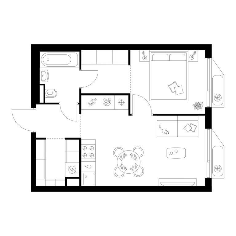 1-BD Apartment Sale, 39.1 sq. m. at Altufevskoe 53, Алтуфьевское шоссе, 53с11, Москва, Россия #1