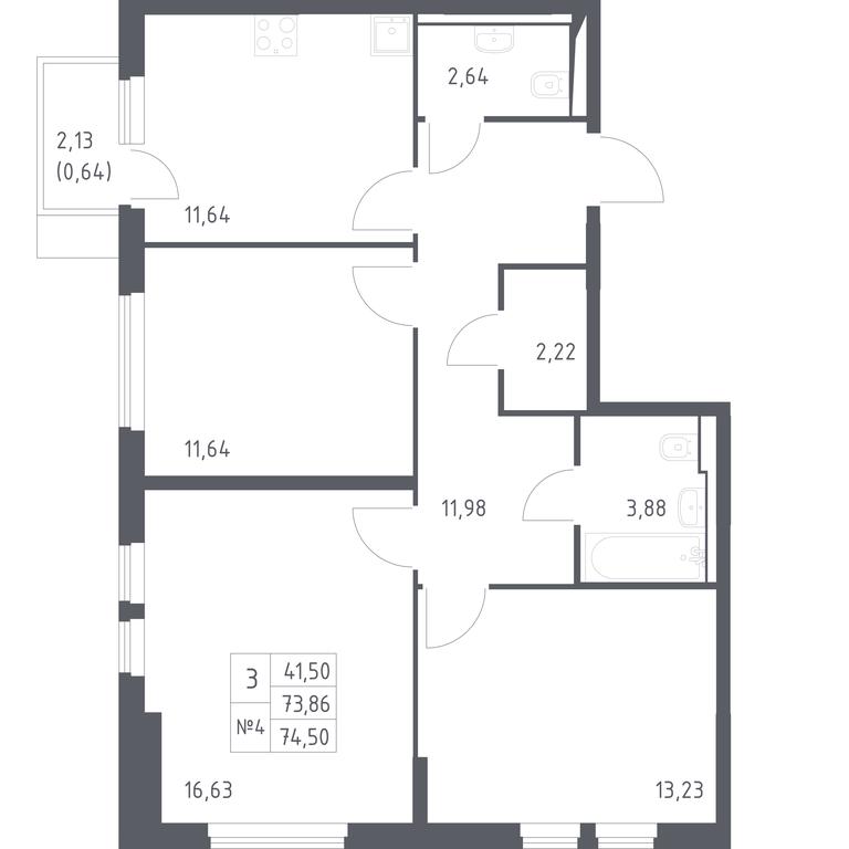 2-BD Apartment Sale, 74.5 sq. m. at Ostafevo, Ostafyevskoe Highway, 12к1, Ryazanovskoe Settlement, Moscow, Russia #1 2-BD Apartment Sale, 74.5 sq. m. at Ostafevo, Ostafyevskoe Highway, 12к1, Ryazanovskoe Settlement, Moscow, Russia #1