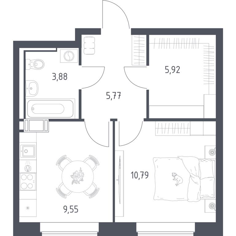 Apartment Sale, 35.7 sq. m. at Tomilino Park, 1-y kvartal, posyolok Zhilino-1, Lubertsy City District, Moscow Region, Russia #1 Apartment Sale, 35.7 sq. m. at Tomilino Park, 1-y kvartal, posyolok Zhilino-1, Lubertsy City District, Moscow Region, Russia #1