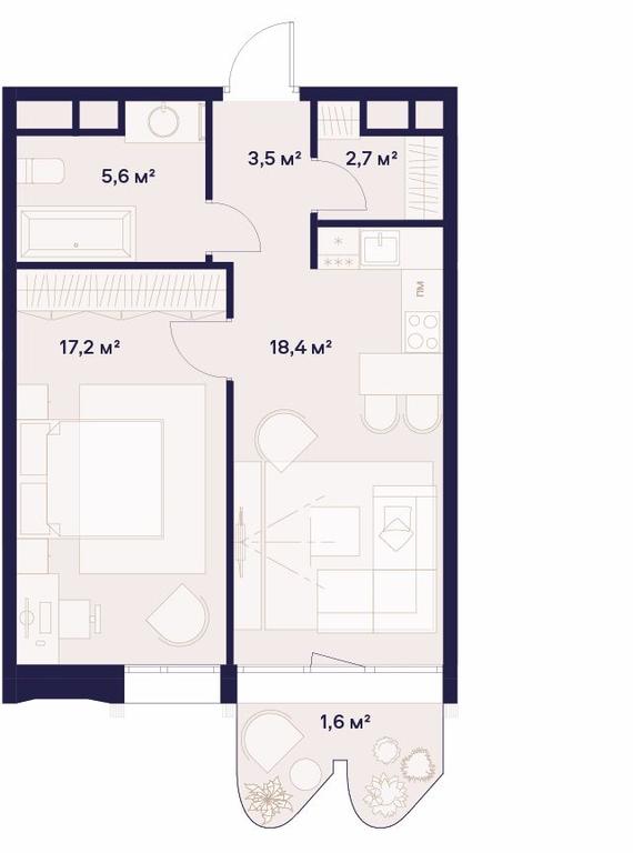 1-BD Apartment Sale, 49平方米 at Soyuz, Selskokhozyaystvennaya Street, Moscow, Russia #1 1-BD Apartment Sale, 49平方米 at Soyuz, Selskokhozyaystvennaya Street, Moscow, Russia #1