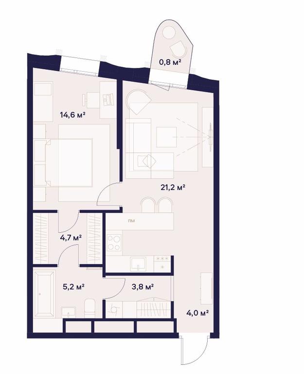 1-BD Apartment Sale, 54.3平方米 at Soyuz, Selskokhozyaystvennaya Street, Moscow, Russia #1 1-BD Apartment Sale, 54.3平方米 at Soyuz, Selskokhozyaystvennaya Street, Moscow, Russia #1