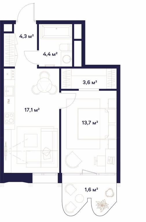 1-BD Apartment Sale, 44.7平方米 at Soyuz, Selskokhozyaystvennaya Street, Moscow, Russia #1 1-BD Apartment Sale, 44.7平方米 at Soyuz, Selskokhozyaystvennaya Street, Moscow, Russia #1