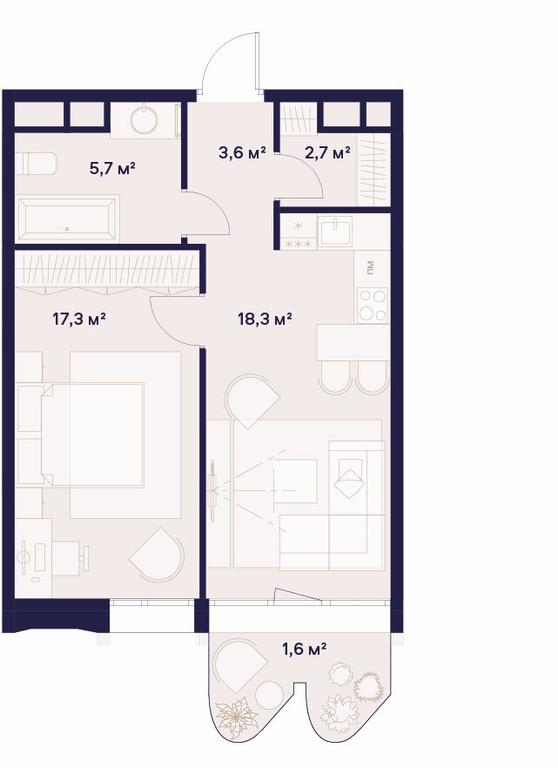 1-BD Apartment Sale, 49.2平方米 at Soyuz, Selskokhozyaystvennaya Street, Moscow, Russia #1 1-BD Apartment Sale, 49.2平方米 at Soyuz, Selskokhozyaystvennaya Street, Moscow, Russia #1