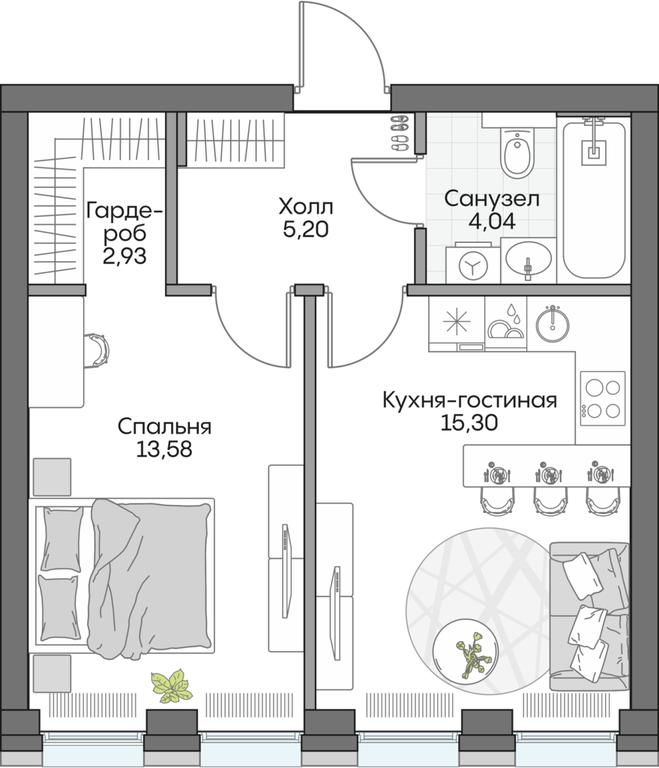 1-BD Apartment Sale, 40.49 sq. m. at Dom na naberezhnoy INSIDER (Insayder), Avtozavodskaya Street, Moscow, Russia #2